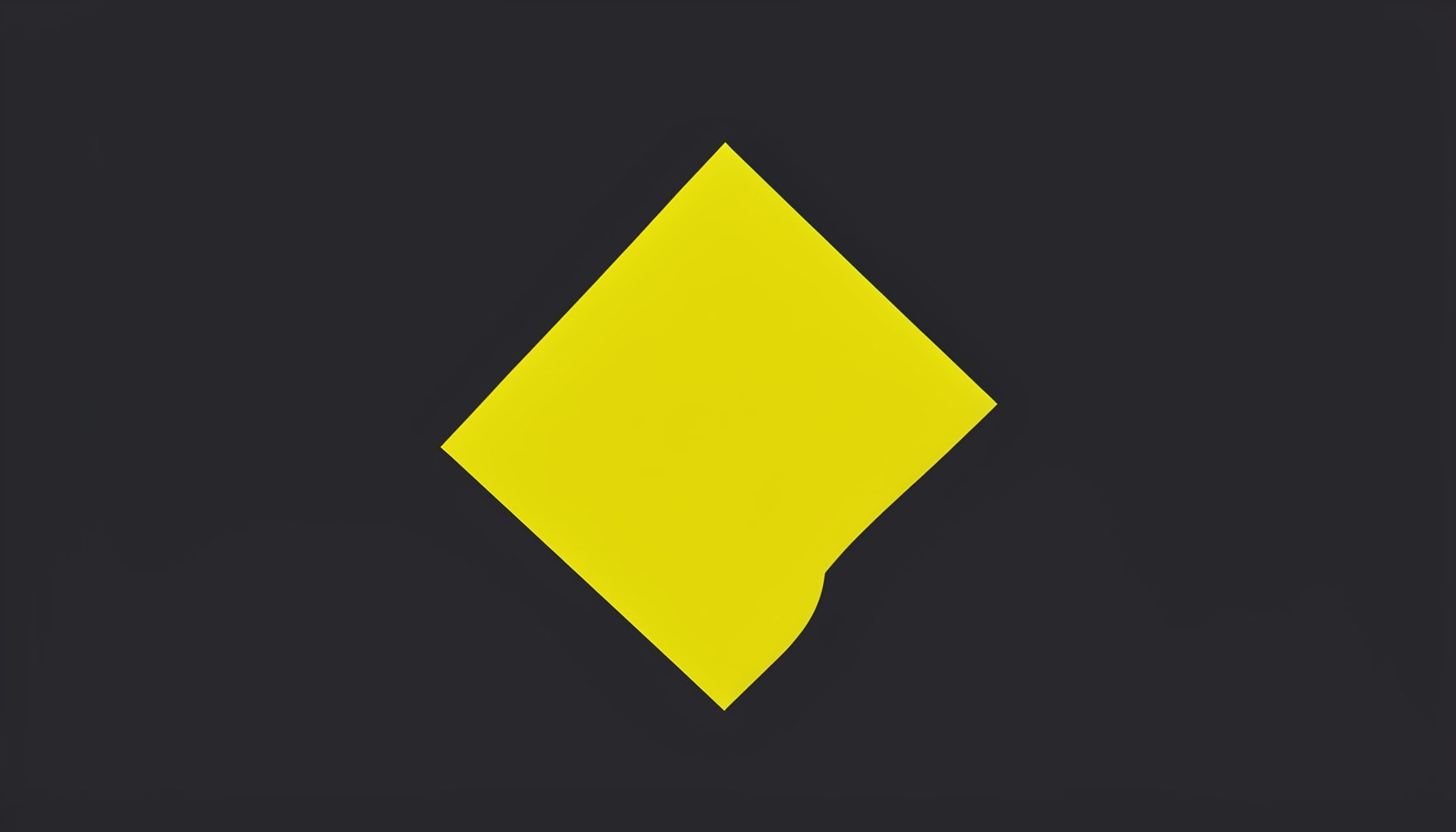 Dark charcoal background with a subtle bright yellow geometric accent shape, bold and confident mood